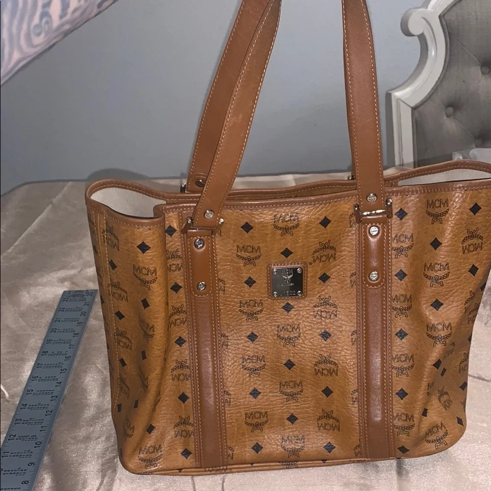 MCM Brown Monogrammed Leather Tote EUC Authentic